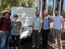 Sampling team standing behind their van.