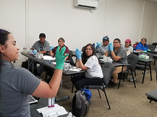 Yoshira ‘Yoshi’ Ornelas Van Horne, Ph.D. leading a seminar on water sampling