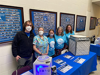 From left to right: Walker Reed (KDEP), Amy Tempus-Doom (KDEP), Elena Mosely (Pennell Lab Member), Kelly Pennell, and Angela Gutierrez (UK SRP Center liaison)