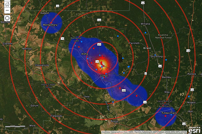 screenshot of heat map overlayed with radar