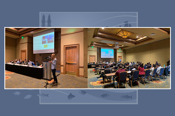 presenter and workshop panel (left) and worshop audience (right)