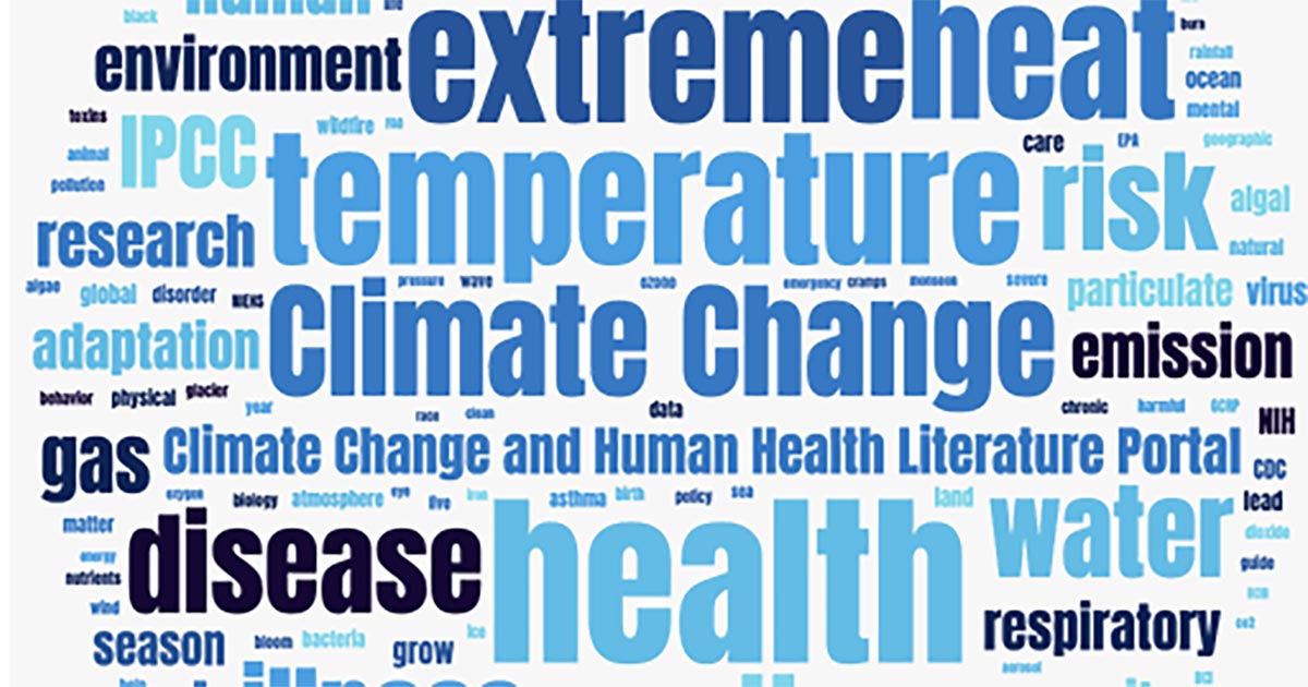 climate change and human health literature portal word cloud