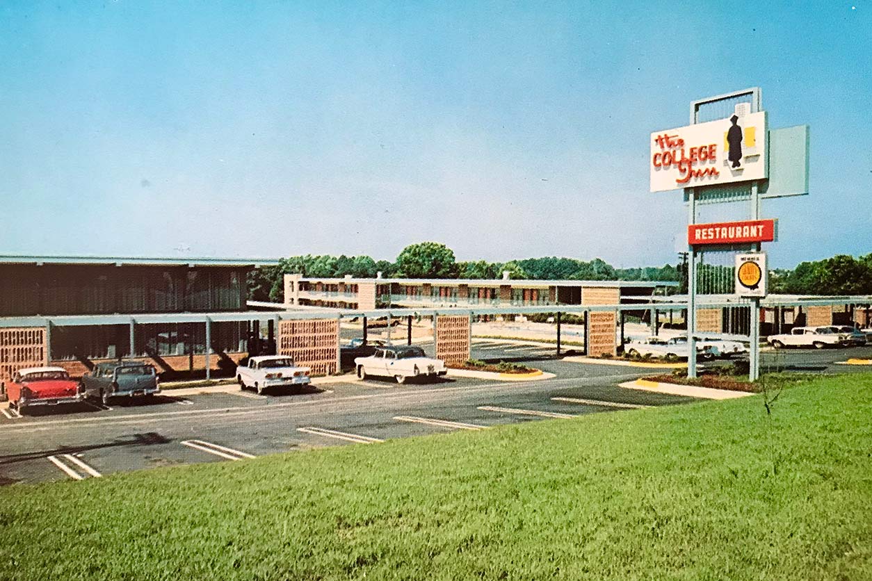 old postcard of the College Inn and restaurant