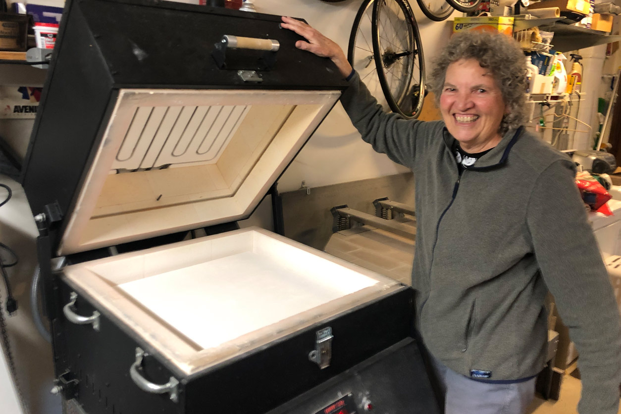 Teddy Devereux at her kiln