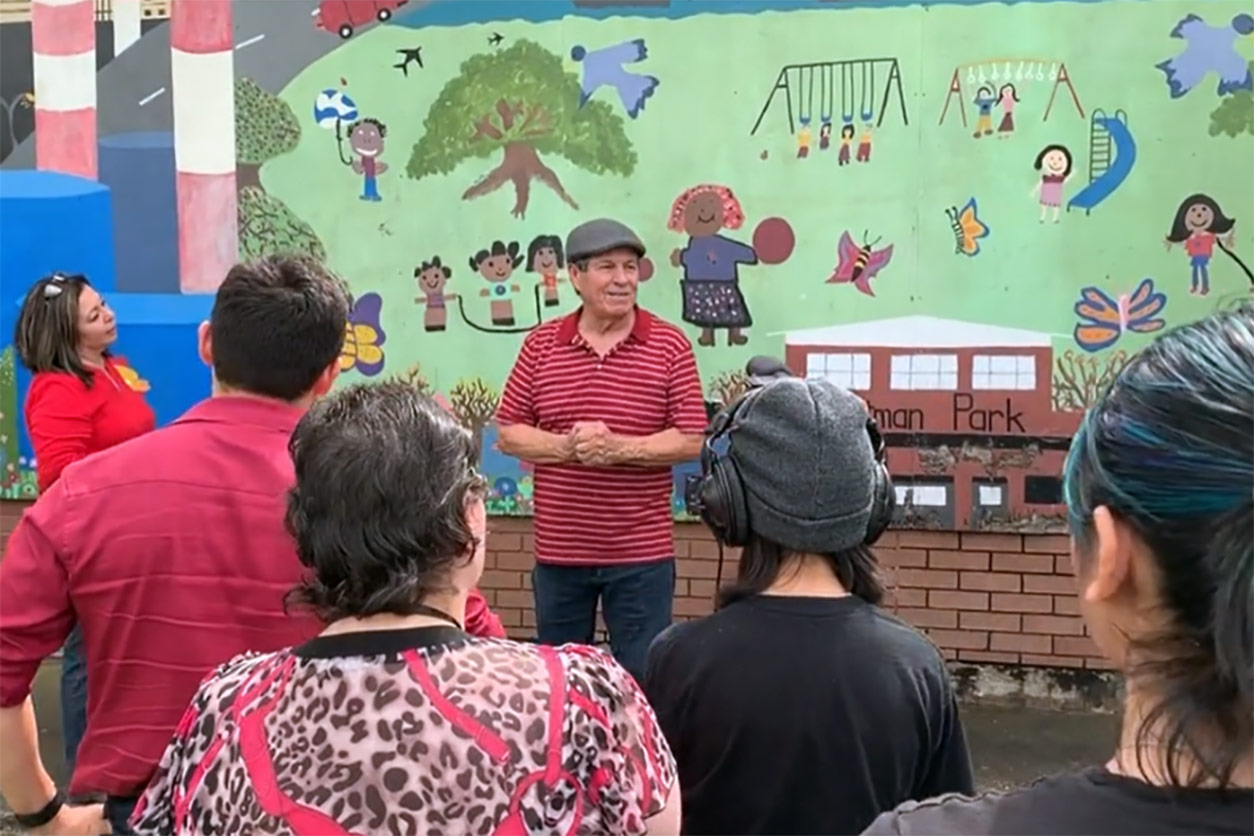 Juan Parras speaks with previous participants