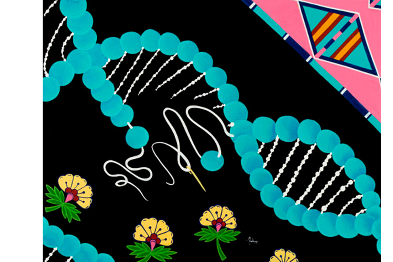 broken strand of beads that looks like dna strand