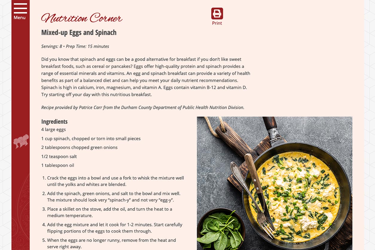 Women's Health newsletter Nutrition Corner section