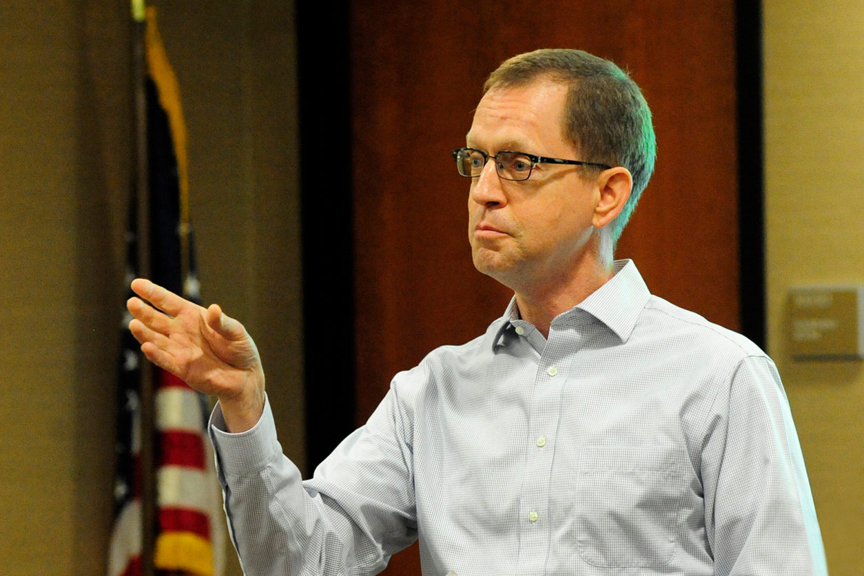Chris Long speaking at an NIEHS event
