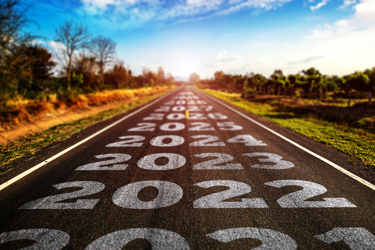 roadway with years increasing number of years written on it