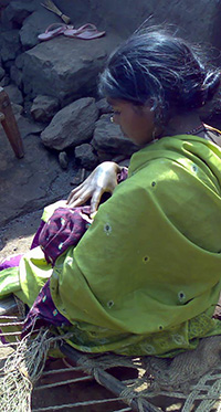 Young mother holdeing her child in India