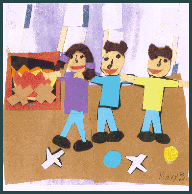 Family playing jacks