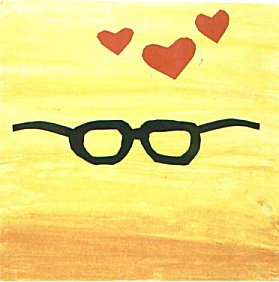 My new glasses surrounded by love hearts.