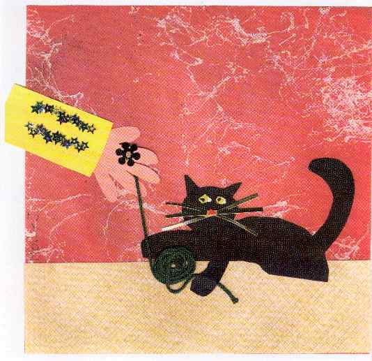 Whiskers and Grandma playing with yarn.