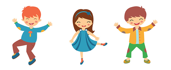 three supportive happy kids