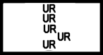 three UR's written together one on top of the other, with one written over to the right