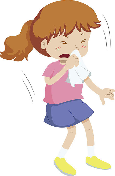 girl sneezing
